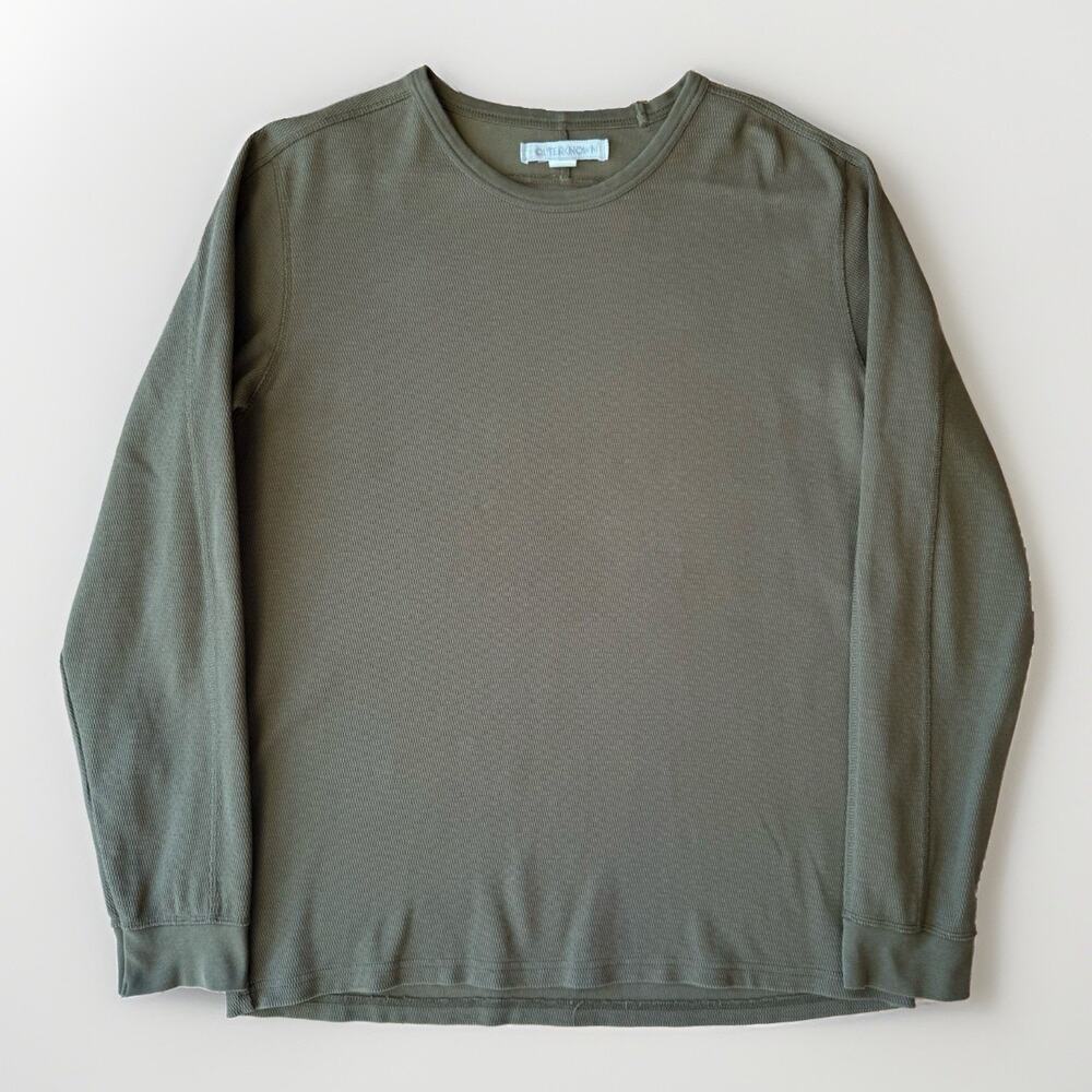 Outerknown Thermal Shirt Small Green Cotton Long Sleeve Minimalist Military
